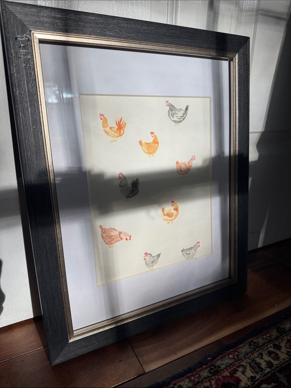 Watercolor Chicken Pattern Art - Neutral Tones
